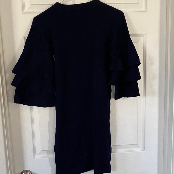 Lulu's Navy Ruffle Sleeve Dress - Picture 4 of 5